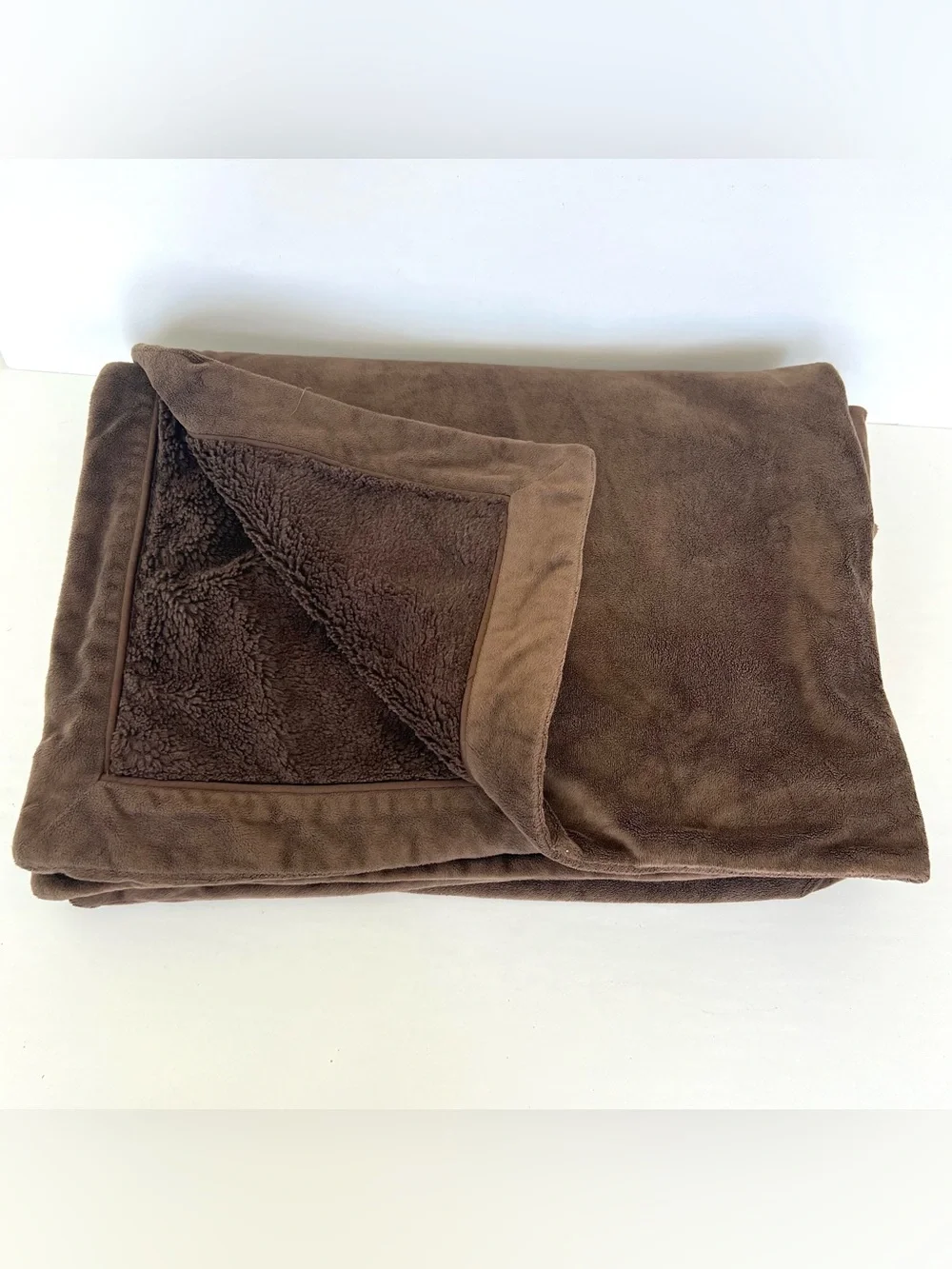 RESTORATION HARDWARE RH Brown Soft Fleece Faux Fur Reversible Cozy Blanket Throw